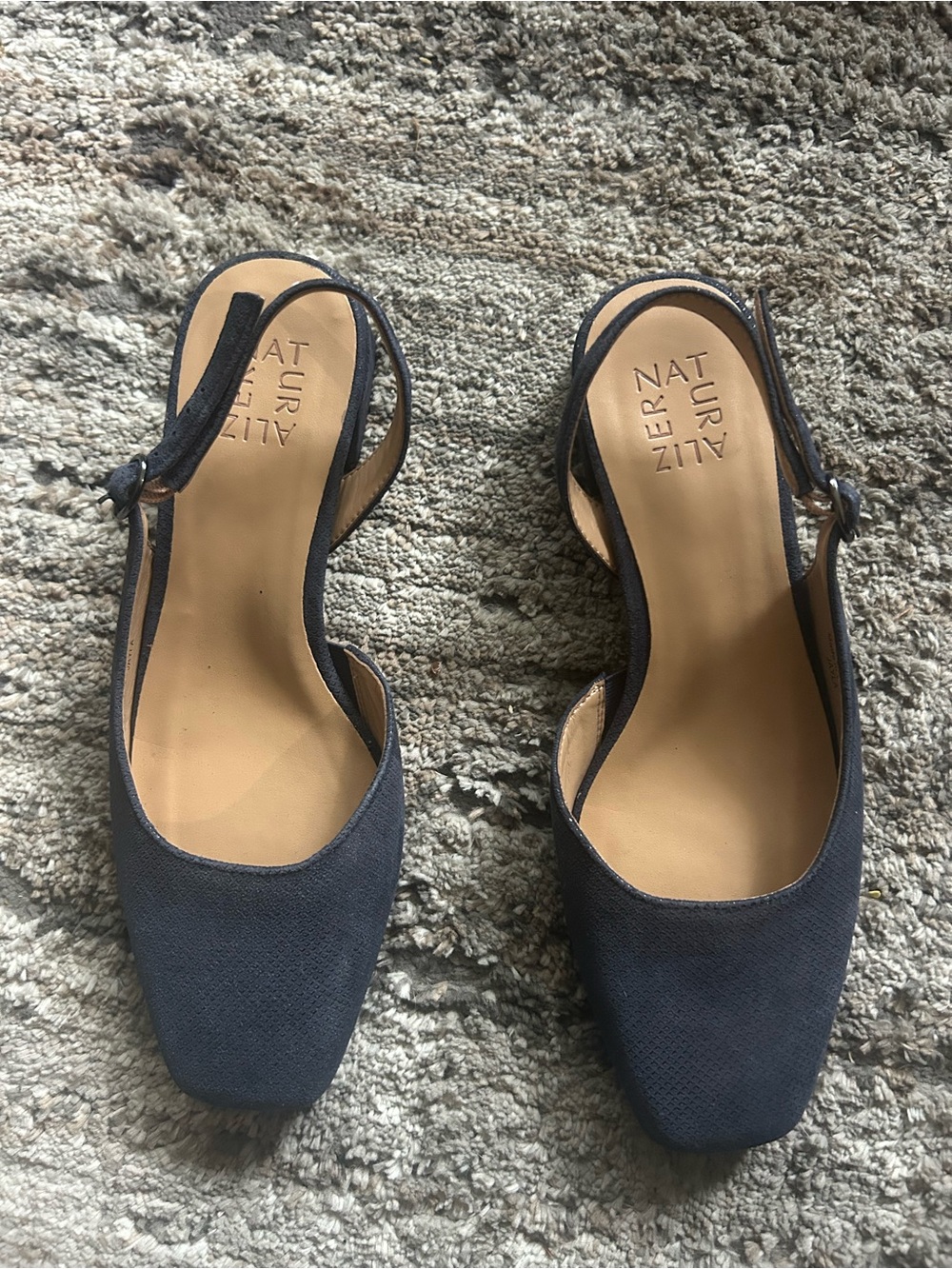 Naturalizer Navy Square-Toe Slingback Mules - Picture 1 of 6